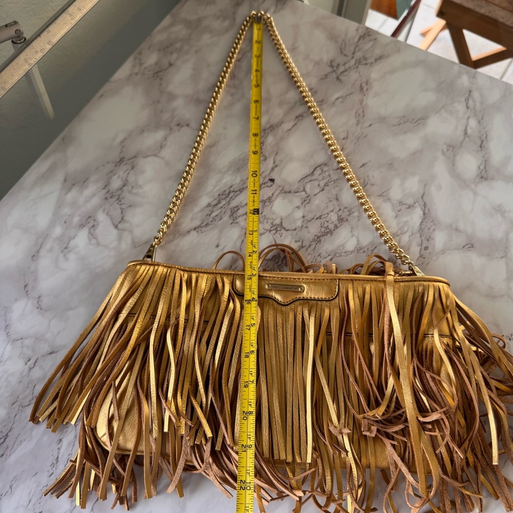 Rebecca Minkoff Finn Fringe Crossbody Bag Leather Boho Convertible Clutch EUC - Picture 8 of 10